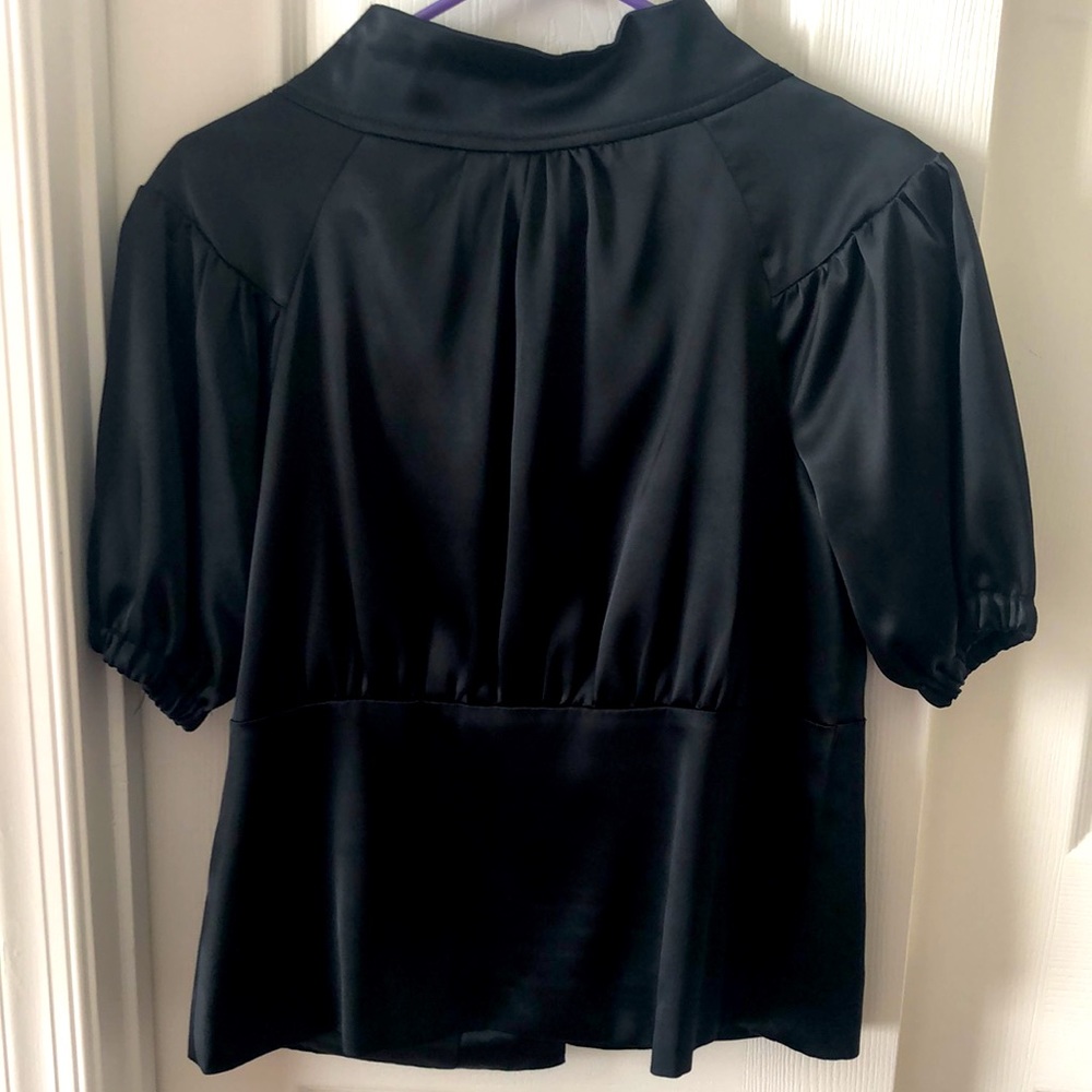 Short sleeve Black Silk Blazer Jacket - Picture 6 of 7